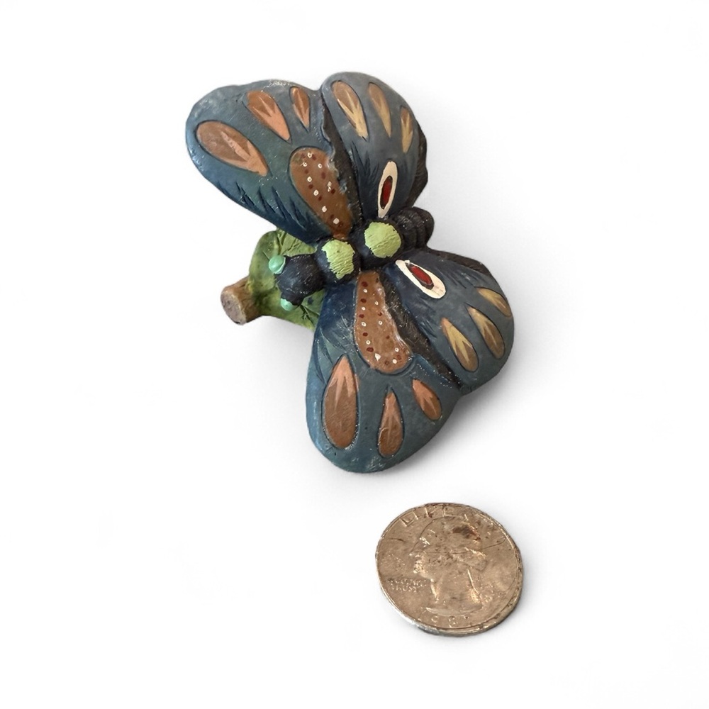 Ceramic Butterfly On Leaf Paperweight